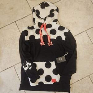 Disney Loungefly Black and White Polka Dot Hoodie